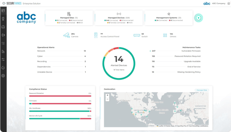 Example interface of a physical security management platform