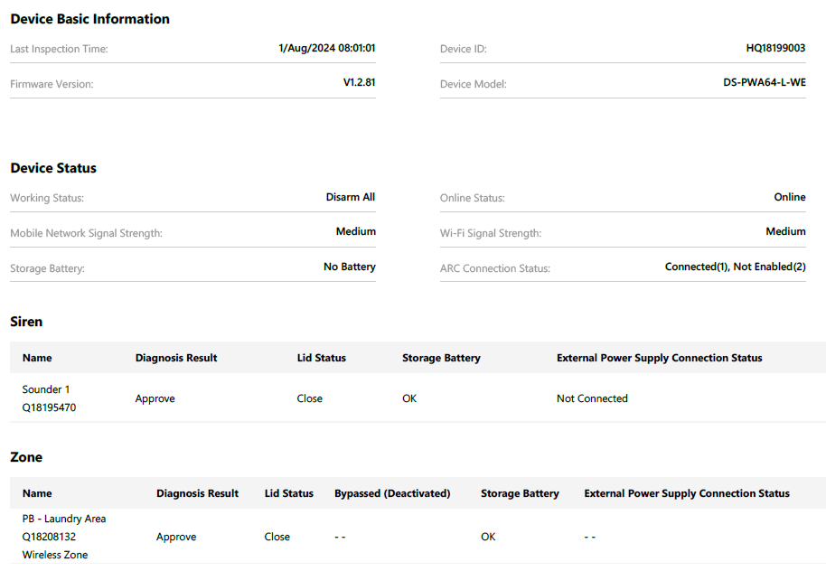 Health monitoring for building security devices. 